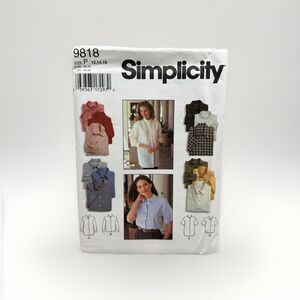 Simplicity 9818 Sewing Pattern Sizes 12 14 16 Misses Shirt Loose Button Front